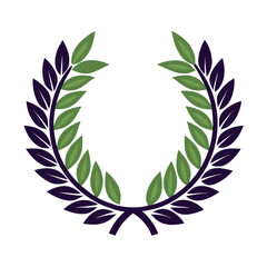 Minimal vector illustration of a green laurel wreath with layered leaves on a white background, symbolizing victory and achievement
