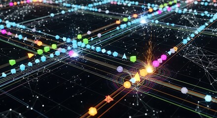 Abstract Network - Interconnected Data Points and Lines in Digital Space.