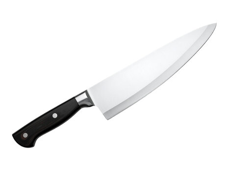 Classic chefs knife with full tang steel blade durable design on transparent backgrou