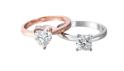 Luxury Diamond Rings Pair – isolated on transparent background