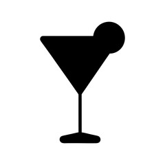 Simple Cocktail Glass Silhouette Elegant Beverage Icon Minimal Bar Drink Vector Illustration with White Background