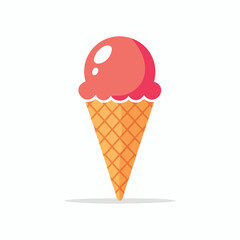 Vibrant strawberry ice cream cone illustration on a white backdrop for various applications