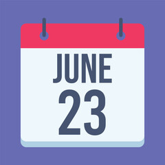23 June United Nations Public Service Day Calendar. Blue Background. Isolated Vector Calendar.