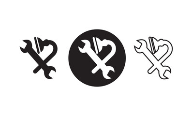 Industrial Maintenance Icon - Modern Wrench and Pipe Tools Design