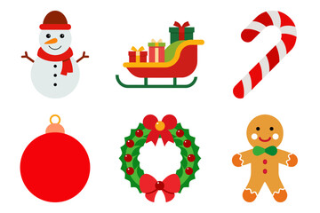 set of christmas elements