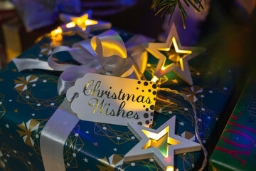 Presents under the Christmas tree. Gifts for young children.