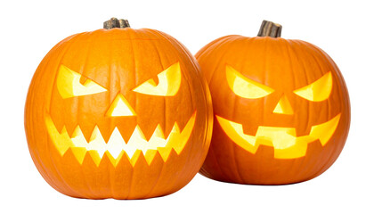  Spooky Jack-o’-Lantern Bundle – Two Scary Face Variations Isolated on Transparent Background