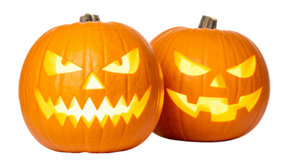  Spooky Jack-o’-Lantern Bundle – Two Scary Face Variations Isolated on Transparent Background