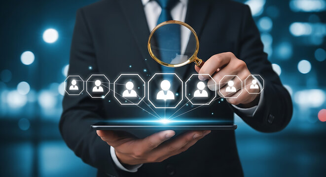 Recruiting excellence Analyzing talent and skills for future business success A close-up view