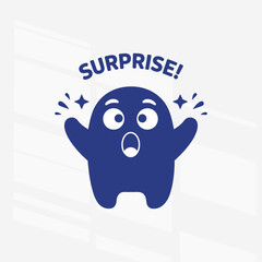 Cute Surprise expression cartoon character. Concept of surprise or shock.