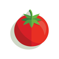 red tomato with green leaves