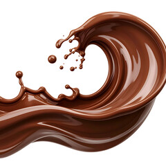 A photorealistic splash of rich, flowing brown liquid, rendered with highlights and intricate details