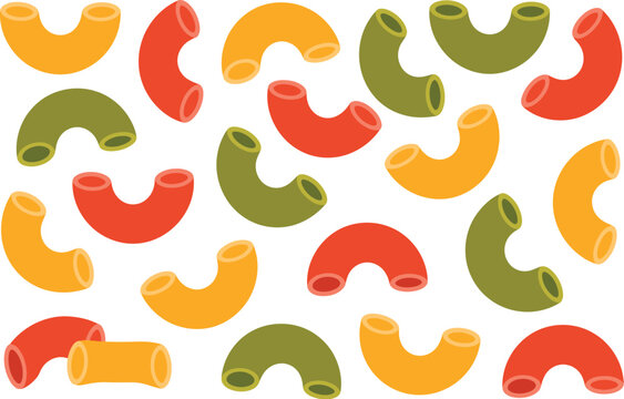 Colorful elbow macaroni pasta seamless pattern food background vector design