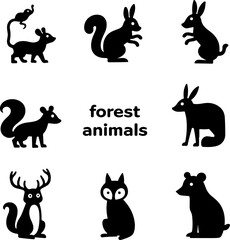 Cute Forest Animal Silhouettes Collection