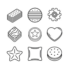 Biscuits set outline artwork design 3