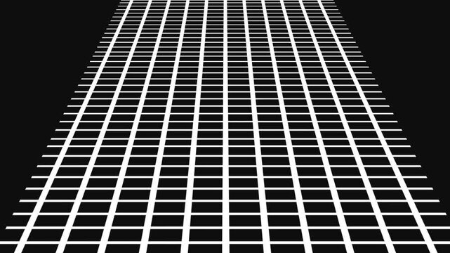 White Grid Pattern on Black Background with Perspective abstract. 3D Perspective Grid White Pattern Over Black Canvas. Digital White Grid with Depth Black background Abstract Design on Dark Surface.