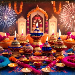 HAPPY DIWALI traditional chinese lanterns