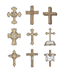 Christianity cross symbol doodle illustration