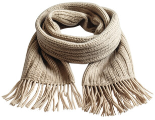  Knitted Scarf with Fringe Detail Modern Winter Accessory on Transparent Background 