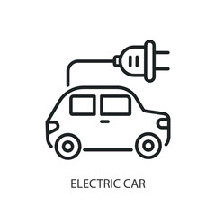 Electric car thin line vector icons.