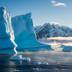 Antarctic Majesty - Icebergs and Mountains in a Frozen Landscape.