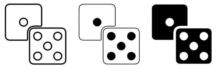Fototapeta premium Dice Icons Set – Collection of Vector Gambling Cubes in Simple Black Outline Design