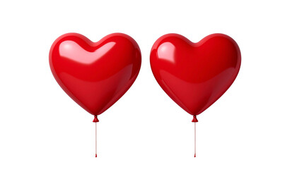  3D Red Heart Balloons Duo – isolated on transparent background