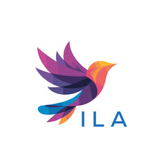 Obraz premium “Colorful Abstract Bird Logo Design – ILA Later Logo, Modern Geometric Vector Illustration” 