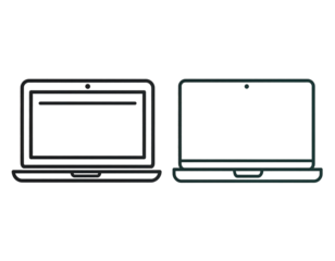 Minimalist laptop icon set- linear style for digital and print design