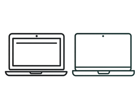 Minimalist laptop icon set- linear style for digital and print design