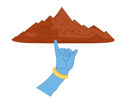 Vector illustration of Lord Krishna lifting Govardhan parvat on Happy Goverdhan Puja.