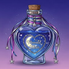 Moonlit Elixir - A Heart-Shaped Potion of Celestial Magic and Enchantment.