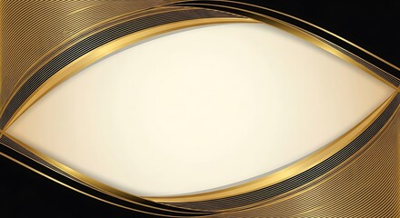 Elegant Gold and Black Abstract Background with Cream Center.