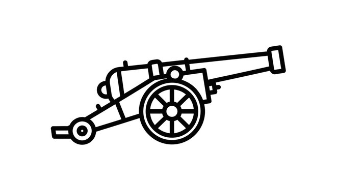 Stylized Outline of a Historical Cannon on Wheels.