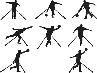 Obraz premium Shot, put, athlete, silhouette, sequence, throw, sport, action, motion, strength, training, performance, competition, fitness, technique, energy, dynamic, outdoor, power, illustration