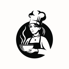 Elegant Female Chef Food Logo &ndash; Minimalist Cooking Design