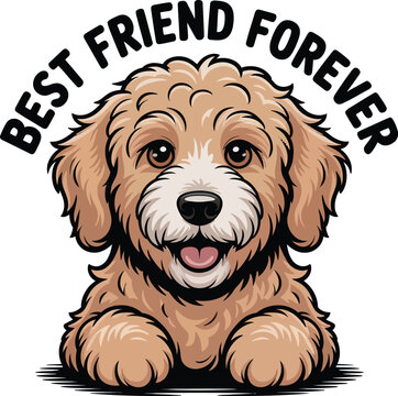 Cute cartoon a illustrator vector goldendoodle