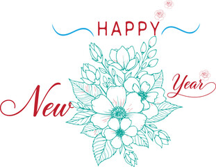 Happy New Year Elegant Floral Greeting