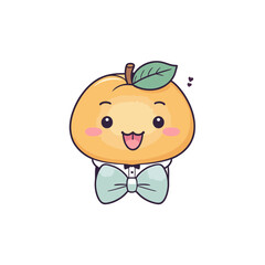 A smiling cartoon baby boy or toddler in a diaper holds a red apple, a fun vector illustration for childhood and food icons