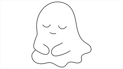 Cute Kawaii White Ghost Character Vector