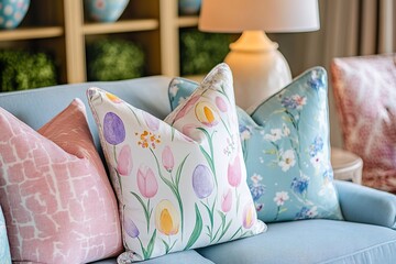 Obraz premium luxury Place Easter-themed throw pillows on your couches or chairs to add a pop of color and fun