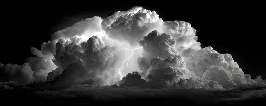 A massive thundercloud, dramatic lightning - Powered by Adobe