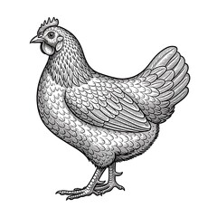 Detailed Chicken Illustration - A Classic Farm Animal Portrait.