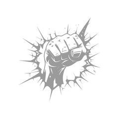 Powerful Fist Breaking Through Surface Illustration