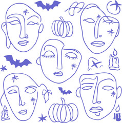  set illustration design with halloween