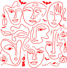face set halloween vector illustration