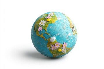 Fototapeta premium Isolated in white background no shadow on background, A planet is ruled by an evil Easter-themed