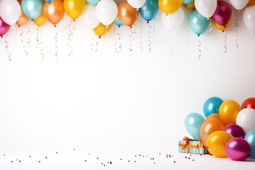 Isolated white background with Birthday party background