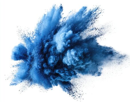 Abstract explosion of vibrant blue powder