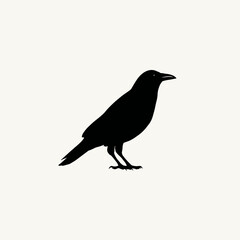 Obraz premium Minimal black crow silhouette on light background symbolizing gothic halloween mystery and spooky omen